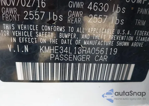 2017 Hyundai Sonata Hybrid Limited из США, поврежденный, VIN KMHE34L13HA056119